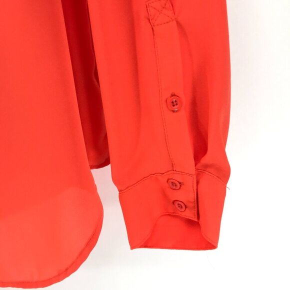 Torrid Lizzie Georgette Button-Up Long Sleeve Shirt Women's Plus 1/1X Orange - Picture 5 of 13